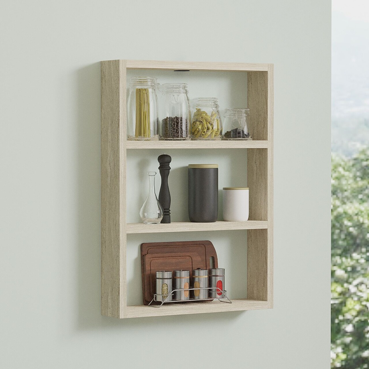 Raft de perete, Hanah Home, Pr1-T, 43.2x60x9 cm, Travertin - imagine 5